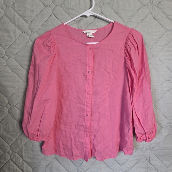 lin melange Tops - Lin Melange Woman Blouse Sz S Pink 
Boton up